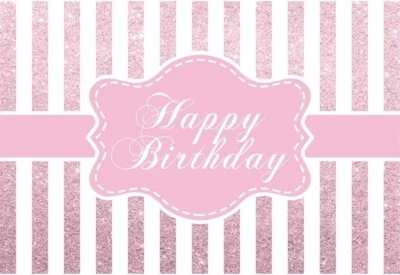 3 x 2 m Sfondo in Vinile "Happy Birthday", Striscione in Paillettes, Rosa