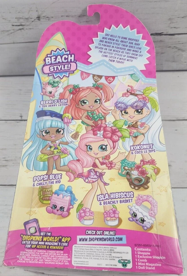 Shopkins Shoppies, Isla Hibiscus, 5,75" de Alto, Estilo Playa, Nuevo en Paquete Original Foto 3 de 4