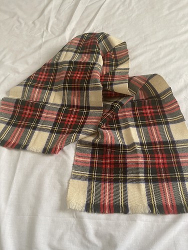 Vtg Baar & Beards Inc Wool Japan Scarf Plaid Blue Red Green 11 X 49