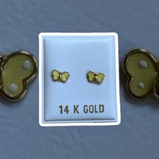 14K yellow butterfly enameled children earring