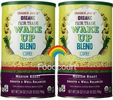 2 Packs Trader Joe's Organic Fair Trade Wake Up Blend Coffee 28 oz Each Pack