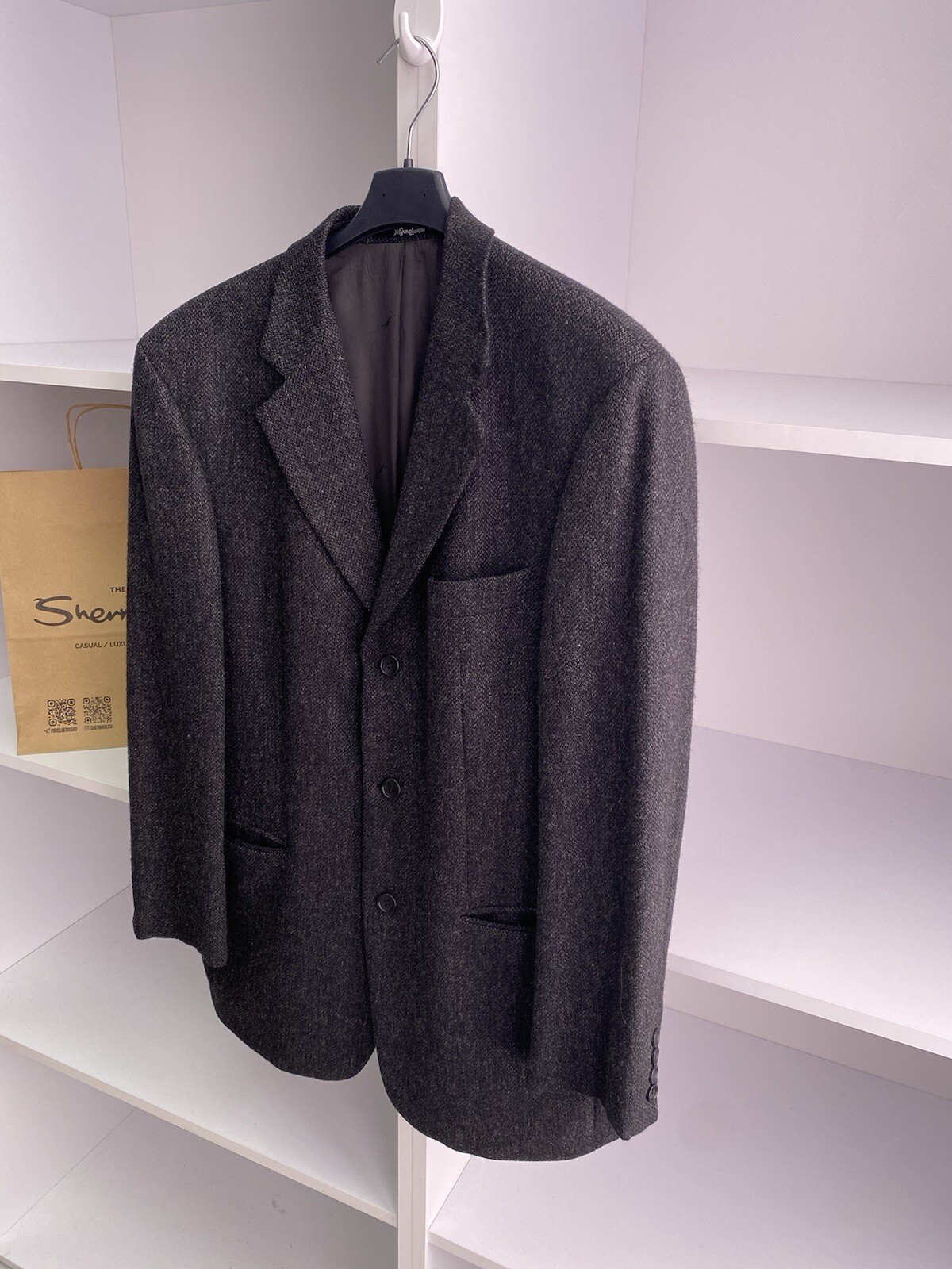 Giacca tuta uomo tweed lana vintage YSL Yves Saint Laurent