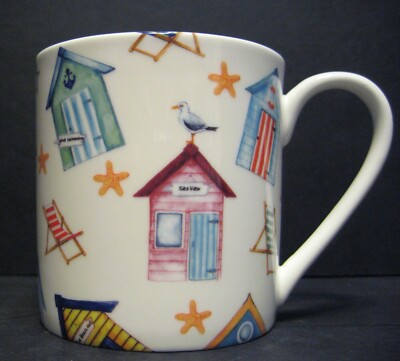 Extra Large Fine Bone China One 1 Pint Pot Mug Rik's Beach Hurt Decorated  in UK | eBay UK