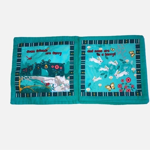 Cloth Book Handmade Forest Friends Baby Child Animals Birds Rabbits Bears Fabric - Picture 1 of 9