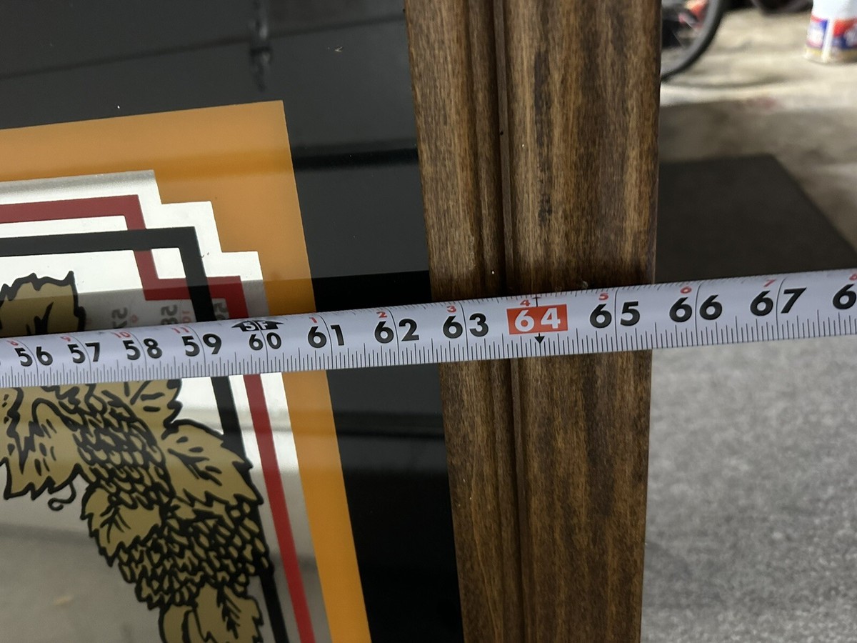 Vintage Newcastle Brown Ale SIgn Mirror Glass Wood Breweriana 64.5