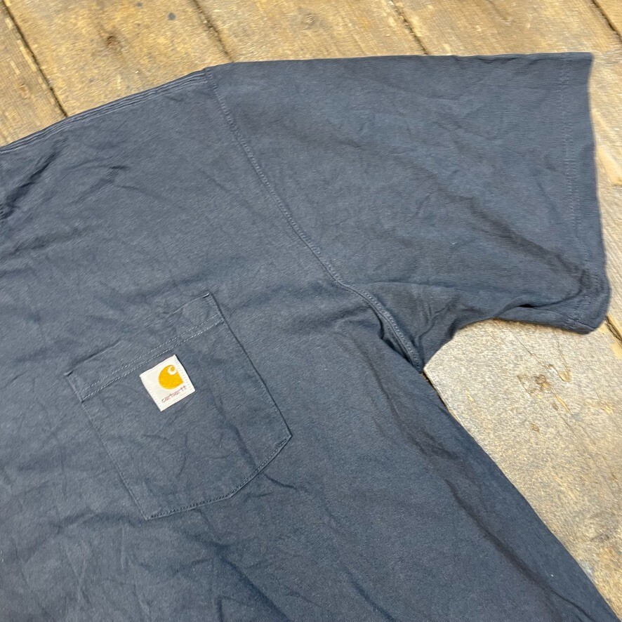 Carhartt T-Shirt Mens Y2K USA Short Sleeve Pocket Workwear Tee, Blue, 2XL image 4