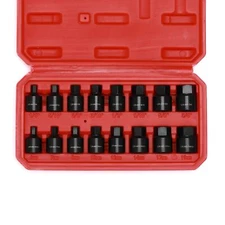 16 Pcs 3/8 Inch Drive Low Profile Impact Hex Driver Set Cr-Mo 1/4"-3/4" 6mm-19mm
