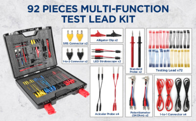 WGGE WG-017 Electronic Test Lead Kit - 14 Piece Multimeter Probe Set With Alligator Clips