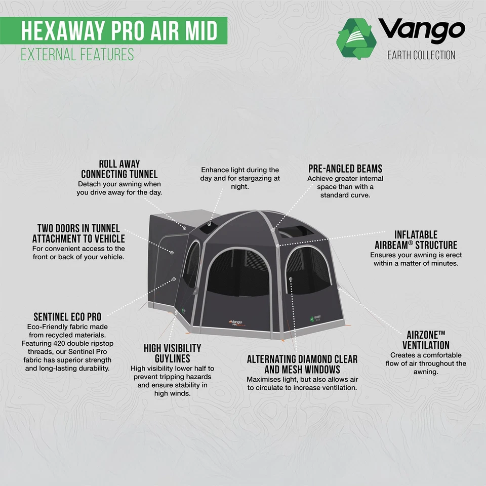 VANGO Bus Vorzelt Busvorzelt HexAway Pro Air Mid Airbeam Luftzelt Van Aufblasbar - Bild 3 von 4