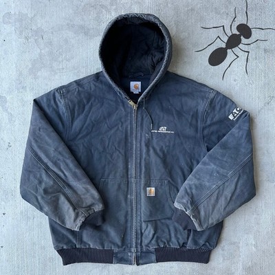 Vintage Y2K Carhartt DNY blue hooded work wear jacket