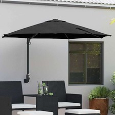 Wall Mounted Garden Parasol 248x248cm Tiltable Outdoor Umbrella Black