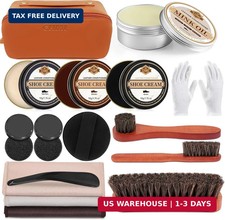 CHMI 16PCS Leather Shoe Polish Kit,Shoe Shine Kit with Black/Brown Shoe Polish,S
