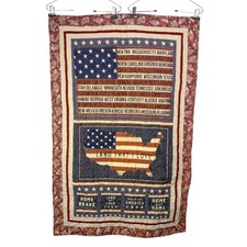 Handmade Patriotic Quilt Wall Hanging Americana Red White Blue 50 States 31x48