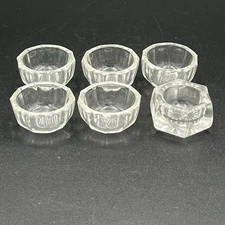 Vintage Clear Glass Decagon Open Salt Cellars Set of 6 READ