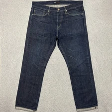 3x1 Jeans Men 38x32 Blue Dark Wash Selvedge Denim Button Fly Straight USA Made