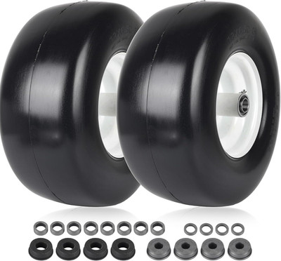 AR-PRO 2-Pack 13x6.50-6 Flat Free Lawn Mower Tires with Rim and Bushings