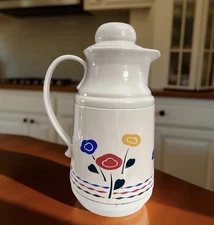 Vintage Phoenix Insulated Coffee Tea Carafe Pitcher Floral Design 1980s