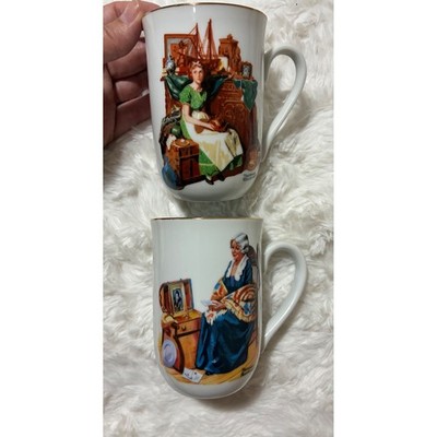 Norman Rockwell Museum Coffee Mugs Set of 2 Dreams Antique Shop Memories Vintage