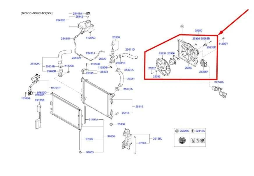 Conjunto de motor ventilador de refrigeración radiador Kia Forte 2014-2018 25380-3X500 OEM Foto 2 de 4