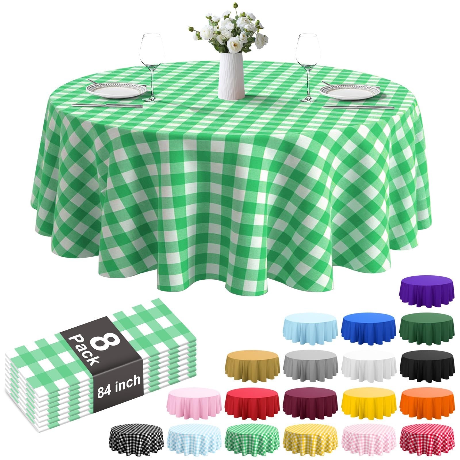8 Pack Plastic Tablecloth 84" Disposable Table Cloths for 6 