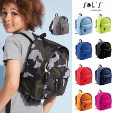 Sol Rider Kids School Bag Plain Pattern Travel Retro Backpack Padded Straps 9L