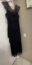 Xscape Women’s Formal Navy Beaded Full Length Dress 16W Excellent Condition