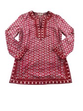 Tory Burch Jayne Tunic Womens 6 Nantucket Red Daisy Floral Embroidered Cotton