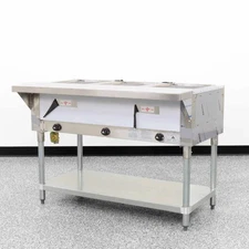 47” Stainless Steel Hot Food Table 3 Wells Cutting Board Advance Tabco HF-3G-NAT