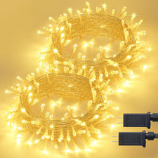 2 Pack 100 LED Warm White Christmas Lights Indoor, Connectable 33Ft