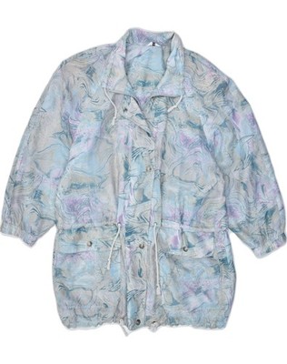 VINTAGE Damen Windbreaker Jacke UK 18 XL Blau Polyester IF01