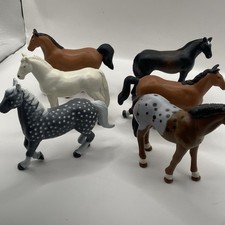 Vintage 1988 Funrise Vinyl Horse Figures Lot of 6 Small Toy Horses Collectible