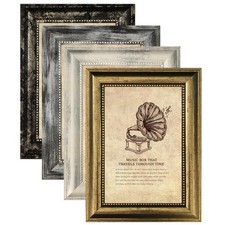 8x10 Picture Frames Set of 4- Rustic Retro Photo Frame with Real Glass Wall M...