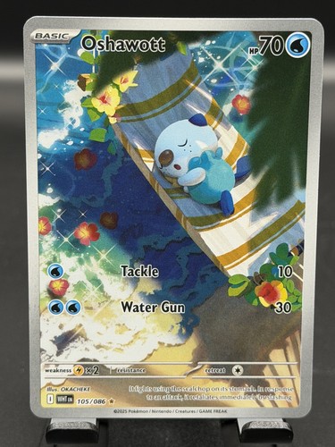 OSHAWOTT 105/086 SV White Flare Illustration Rare Holo Full Art- POKEMON