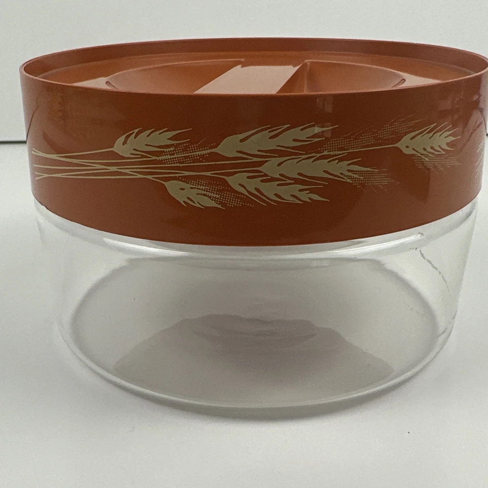 Pyrex Autumn Harvest Wheat Pattern 1 Quart Glass Storage Jar Canister USA 1980's - Image 4 of 4