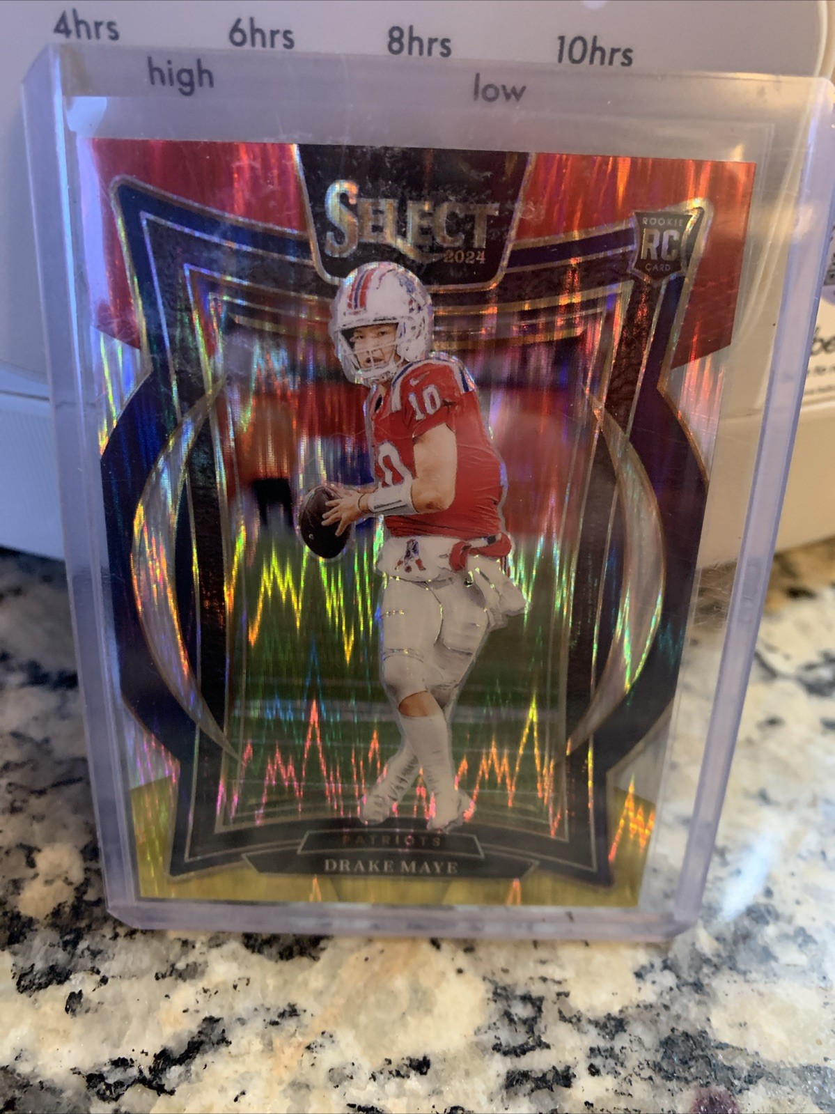 2024 Panini Select - Concourse Drake Maye #27 Red & Yellow Shock Prizm (RC)