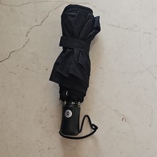 Keds Solid Black Compact Folding Umbrella with Wrist Strap, Unisex