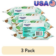 Hypoallergenic Coconut Flushable Wet Wipes 96 Count 2 Pack Aloe Vitamin E New