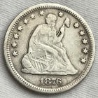 1876-P Seated Liberty Quarter 1/4 Dollar 90% Silver 25 Cent Philadelphia US Coin