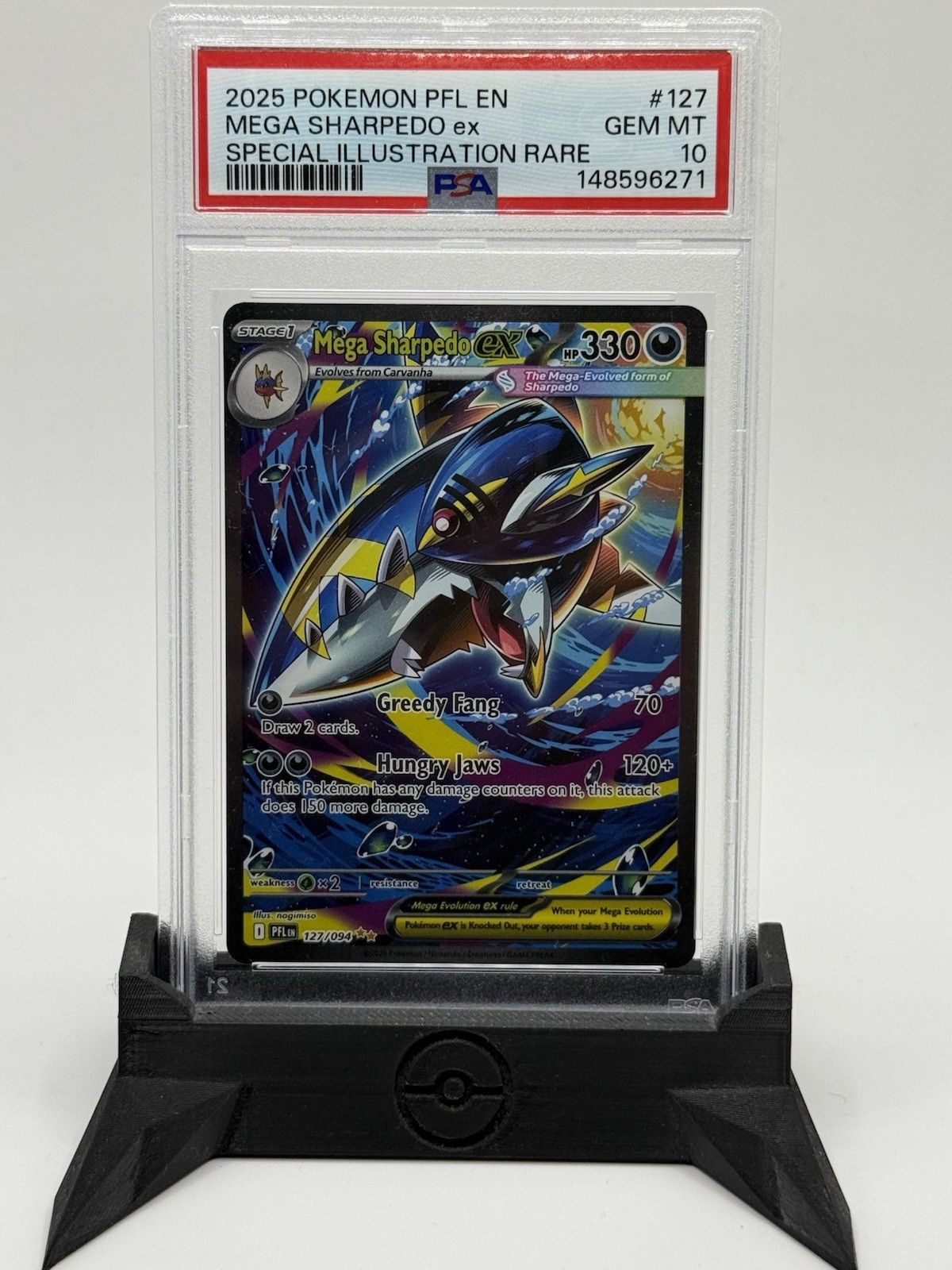 Pokemon Mega Sharpedo Ex Phantasmal Flames Special Illustration Rare #127 PSA 10