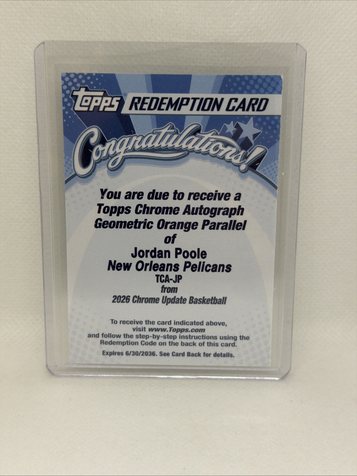 JORDAN POOLE 2025-26 TOPPS CHROME UPDATE AUTO ORANGE GEOMETRIC REFRACTOR /25