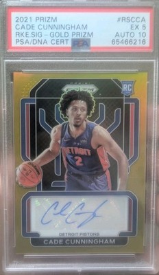 2021-22 Prizm Cade Cunningham Rookie Signatures Auto Gold 2/10 Jersey # 1/1 READ
