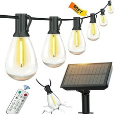 60FT Solar String Lights Outdoor Waterproof with Remote Control Solar Patio Ligh