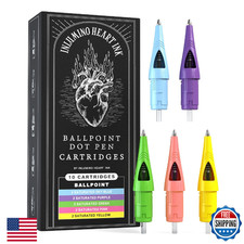 Inlumino Heart Ink Ballpoint Pen Cartridges – Saturated Ink – Tattoo Practice Ca