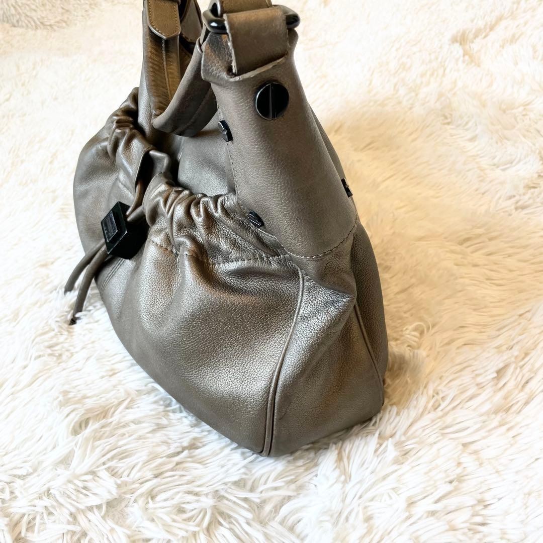 Burberry Bronze Leather Semi Shoulder Bag Drawstring Hobo Handbag Women thumbnail 19