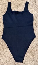 NWOT OQQ Bodysuits Ribbed Sleeveless Bodysuit Size Large Black