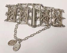 Edles 925 Sterling Silber Filigran-Armband, 20 cm 30,33g Vintage