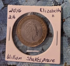 William Shakespeare Coin 2016 2 Pounds Elizabeth II Skull Rose Rare!