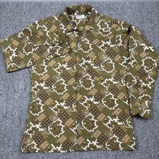 Montgomery Ward Vintage 1970s Abstract Disco Button Shirt Mens Size M Statement