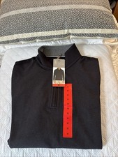 Ted Baker Men's 1/4 Zip Textured Pullover, Black With Tags Made in India