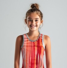 DreamLight Activewear Child 8-10 Gymnastics Leotard Nylon/Spandex Orange and Red